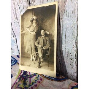 Antique Photo Postcard Corner Tear Early 1900 Couple Photo Postcards